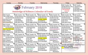 MediLodge of Hillman February Calendar